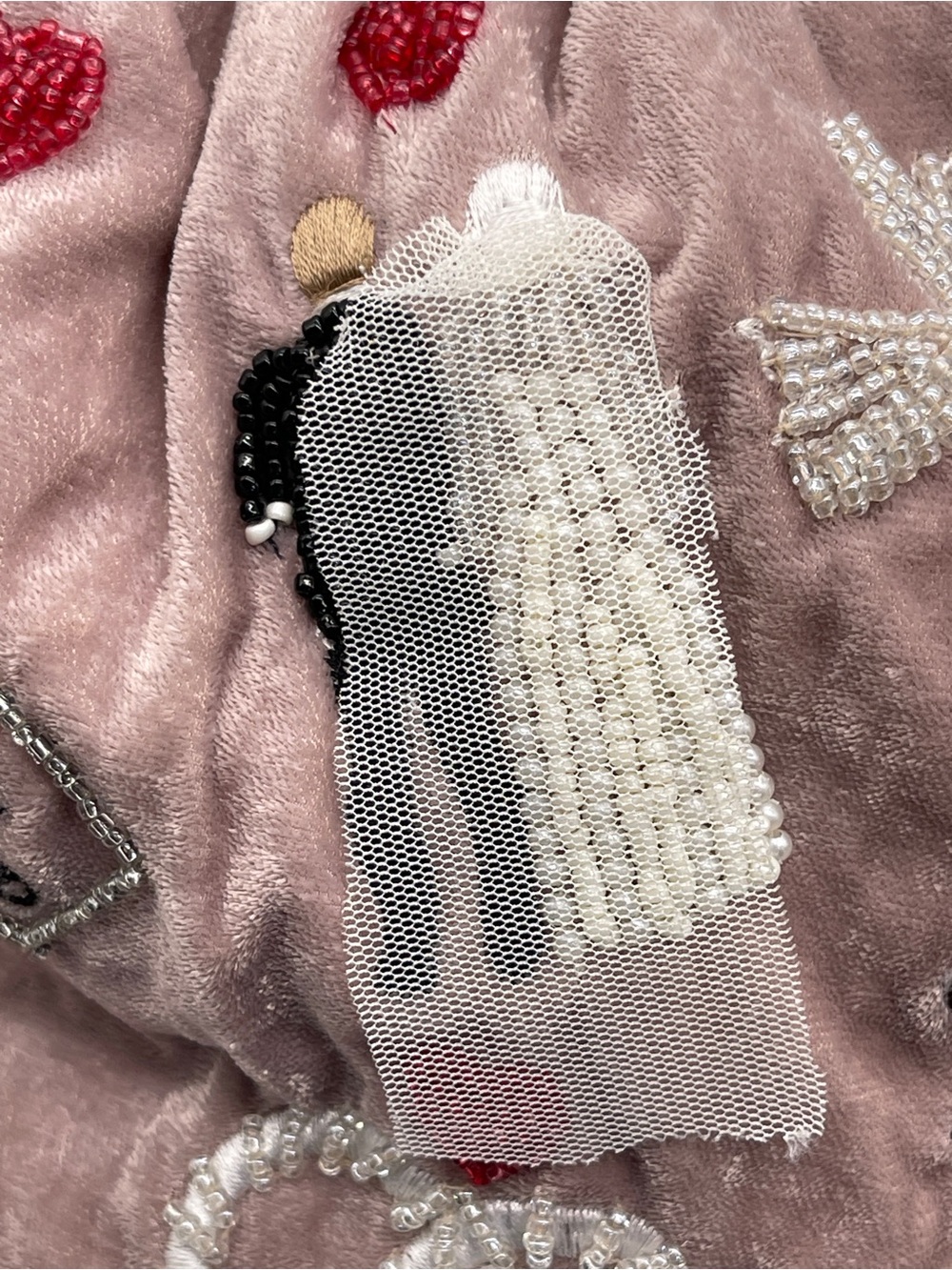 NWT Handcrafted India Velvet Beaded Purse Applique Just Married Wedding Bridal - Picture 7 of 11